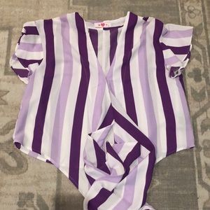 Purple & white tie bottom shirt
